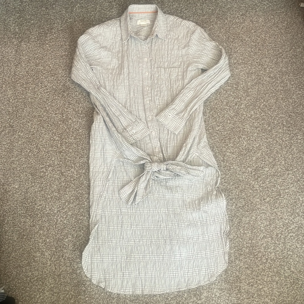 Anthropologie Maeve Seer Sucker Button Down Long Sleeve Blouse